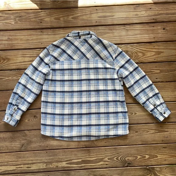 SAGE Collective Blue Plaid Sherpa Lined Jacket Shirt Overshirt XL Cozy Shacket - Picture 9 of 9